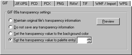 PSPro gif89a "Save As" option window